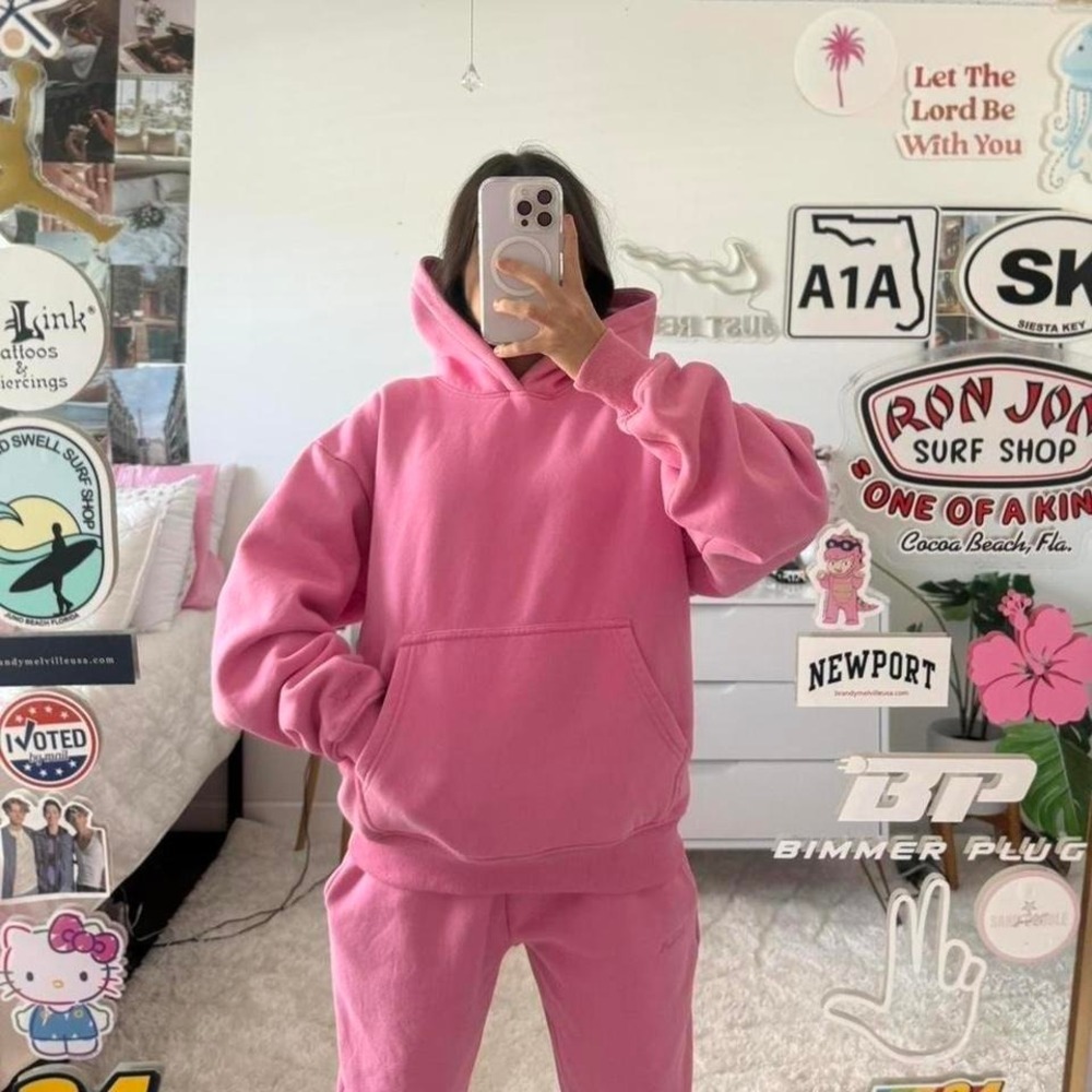 pink milkstain apparel embroidered‎ sweat set